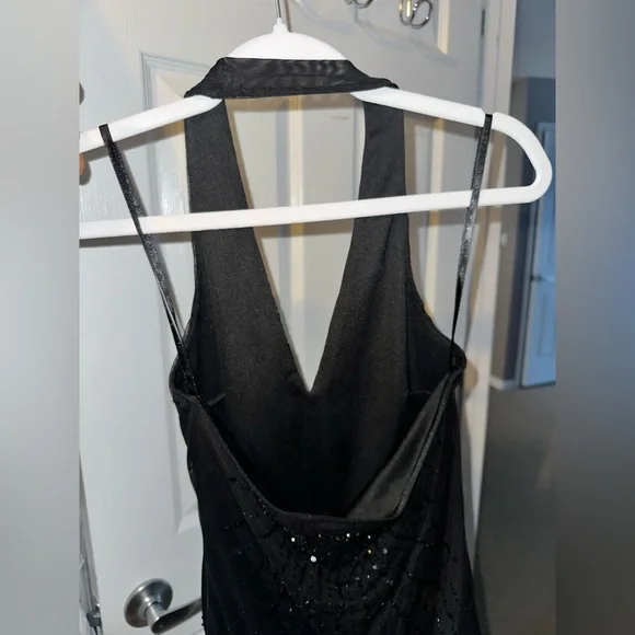 BCBGmaxazaria Small black halter beaded sequin beads top sheer - Picture 7 of 8